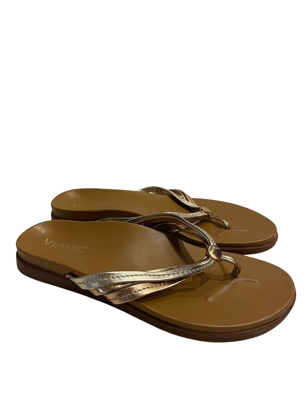 Vionic Multi Metallic Strappy Thong Sandals Flip Flops - Picture 2 of 6